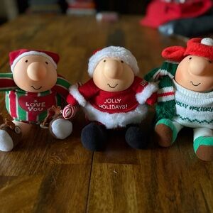 Vintage CHRISTMAS Ziggy DOLLS Festive Holiday Plush Trio - Red, Green, White